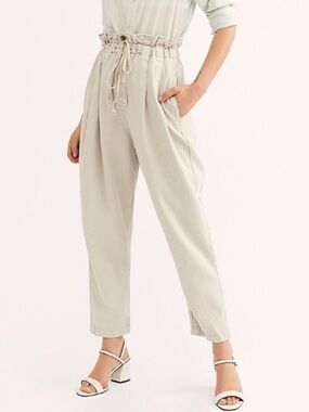 Free People Margate Pleated Trousers Paperbag In Beach Size XS